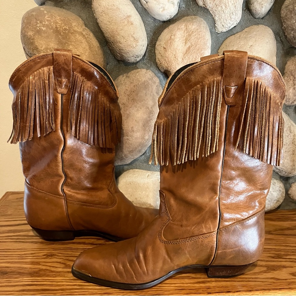 Durango | Fringed Leather Western Boots w/ J Snip Toe - Picture 6 of 13